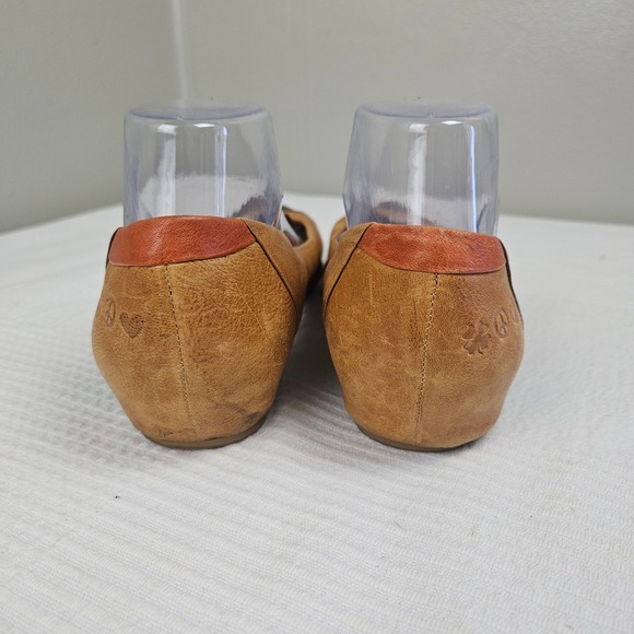 Lucky Brand Petra Patchwork Flats Sz 10 Tan Aqua Coral Brown Leather Pointed Toe - Picture 7 of 9